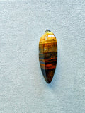 Colgante grande de ojo de tigre pulido en forma de gota, con bandas doradas, marrones y negras y efecto chatoyant natural
