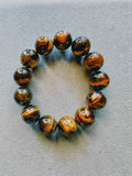 Pulsera de Ojo de Tigre con cuentas grandes de 0,8 cm, tonos dorados y marrones con efecto seda